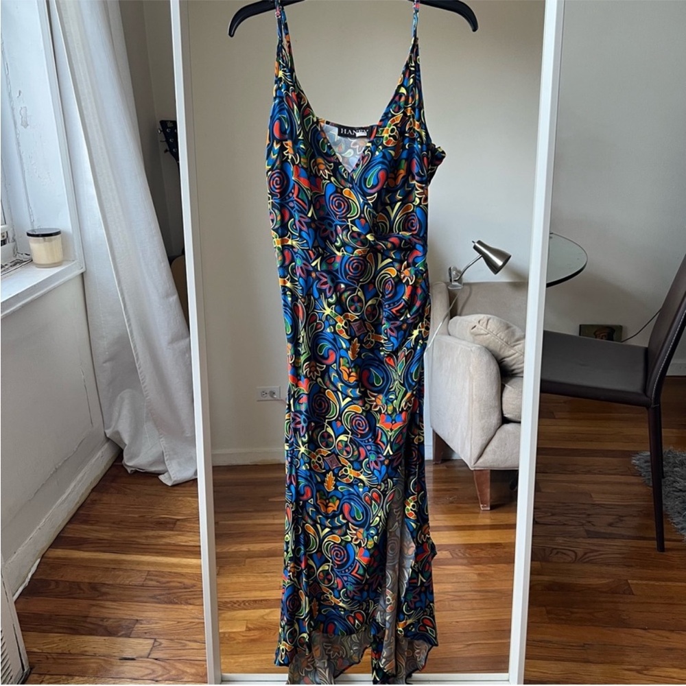 Haney Olivia Faux Wrap Dress Blue Hearts size 8 - Picture 4 of 7